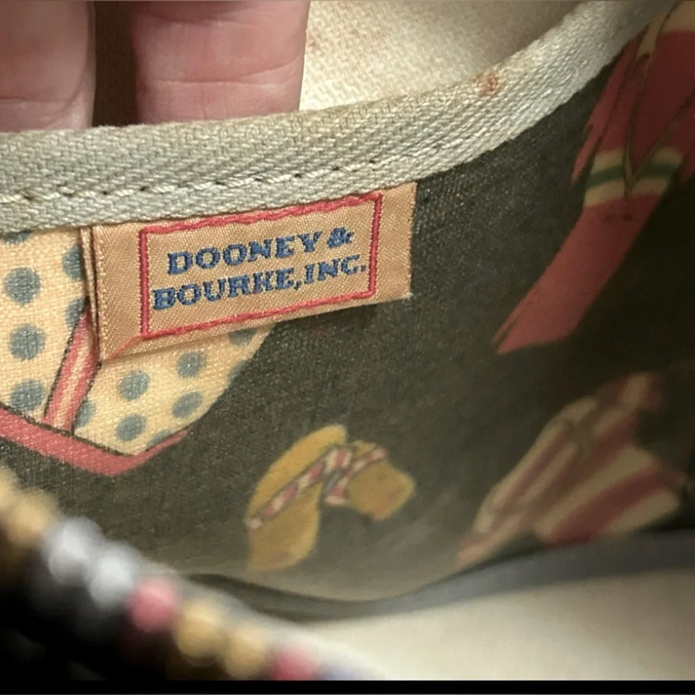 Dooney & Bourke Y2K Vintage Miami Beach Print Tassel Shoulder Satchel Bag Purse